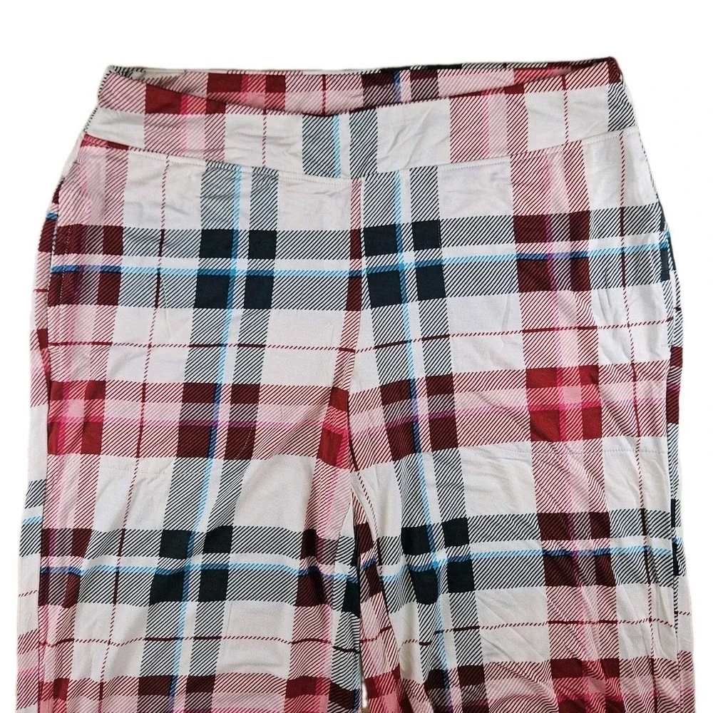 Soma Cool Nights Pajama Set XS Plaid Pants Red Short Sleeve Pockets Soft Stretch